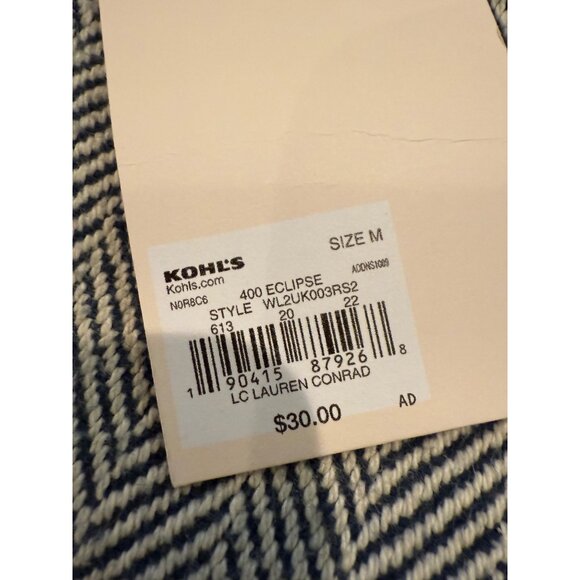 Lauren Conrad Puff Sleeve Navy Ribbed Knit Top Womens Size M NWT - Picture 3 of 8